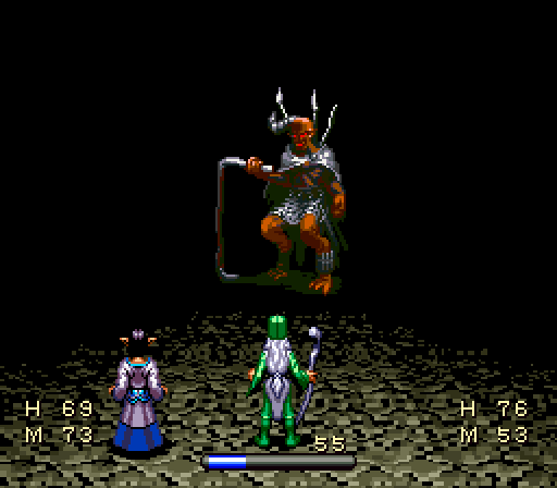 Valsu and Esuna battle a foe in the darkness.