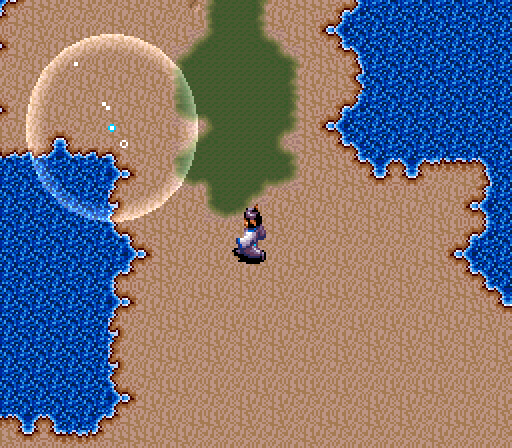 Esuna stands alone between waters.